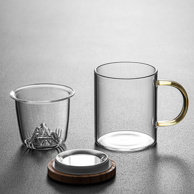 High Borosilicate Glass Cup Guanshan Bambus und Holz Tee Tasse Set für Geschäftsgeschenke