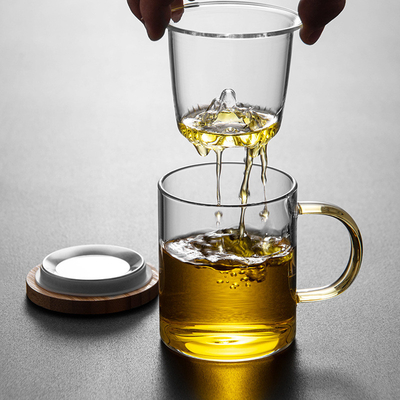 High Borosilicate Glass Cup Guanshan Bambus und Holz Tee Tasse Set für Geschäftsgeschenke