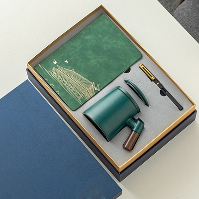 Neuheit Geschenke Keramikgürtel Filtertee Trennung Bürokuppe Geschäftsgeschenk Set Holzgriff Becher