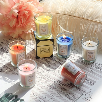Alumni-Beziehungen Glasbecher Aromatherapie Kerze Farbig Langlebiger Weihrauch Kerze Boden Promotion Geschenk
