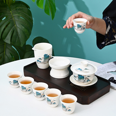 Qianshan Schaf Fett Jade Kung Fu Tee Set Perfekt Geschäftspartner Geschenk Gelegenheit Jahr