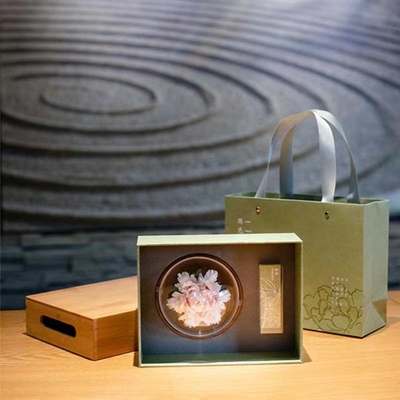 1 Farbdruck-Keramik-Blumen-Kneidensatz mit Bambus-Tray und Handtasche Geschenk-Box