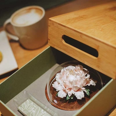 1 Farbdruck-Keramik-Blumen-Kneidensatz mit Bambus-Tray und Handtasche Geschenk-Box