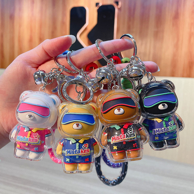 2 Farbgrafik Druck Cool Bear Keychain Acryl Puppen Keychain für Büroprodukte