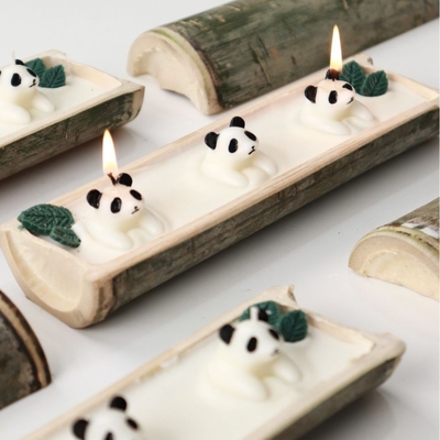 Kundenspezifische Bambuskerze Gute Nacht Panda Aromatherapie für Hotel- und Resortgäste