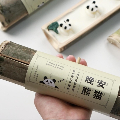 Kundenspezifische Bambuskerze Gute Nacht Panda Aromatherapie für Hotel- und Resortgäste