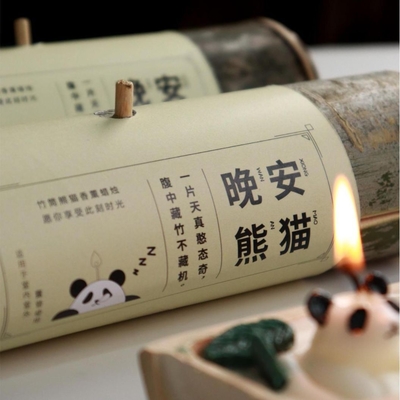 Kundenspezifische Bambuskerze Gute Nacht Panda Aromatherapie für Hotel- und Resortgäste