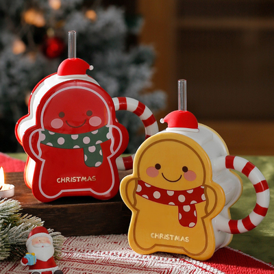 Hotel und Resort Weihnachten High Beauty Strohbecher Schal mit bunter Grafik
