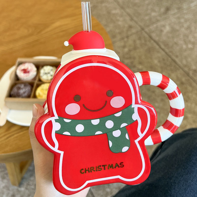 Hotel und Resort Weihnachten High Beauty Strohbecher Schal mit bunter Grafik
