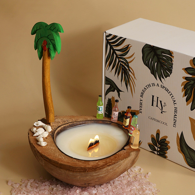 Logo des Kunden Kokosnussschal Aromatherapie Kerze Geschenk-Box Sommerinsel Duft