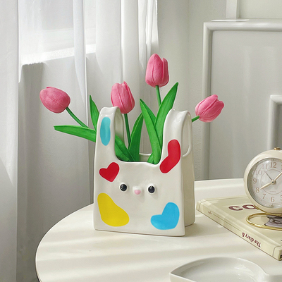 Keramische Vase mit Seidenwanddruck Die perfekte Eintrittsdekoration für Hotels und Resorts
