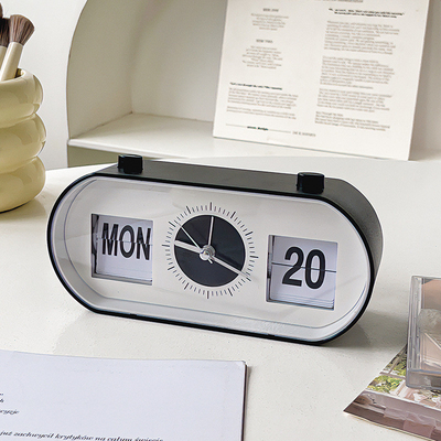 Hotel und Resort Manuelle Taste Desktop Wecker mit kreativen Seitenblättern Kalender