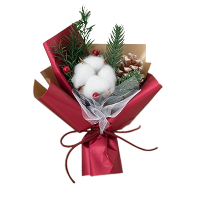 Festliche Weihnachtsschmuck mit getrockneten Blumen und Baumwolle Ziel Endnutzer Reisebüro