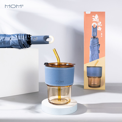 1 Farbgrafik Druck Glasbecher und Vinyl Schirm Zwei-Teile-Set ideal für den Außenbereich