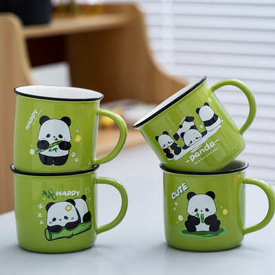 Angestellte Wohlfahrtsgeschenk Süßes Panda Cartoon Keramik-Wasserbecher mit UV- und Farbdruck