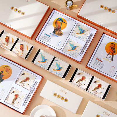 National Tide Good Luck Auspizierender Vogel Geschenkbox Set Brosche * 2 Geschäftsgeschenk Anpassung