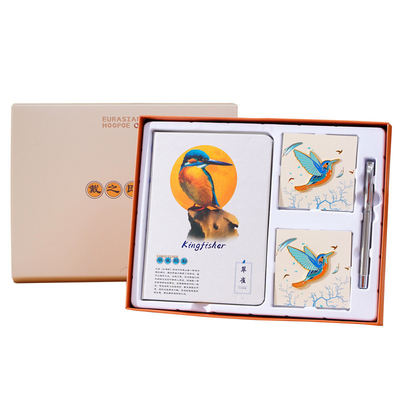 Customized Glück Vogel Geschenk-Box Set Notizbuch Broschen und Stift für Geschäftsgeschenke