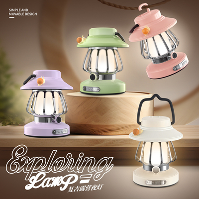 Kundenlogo Retro LED Camping Nachtlicht Outdoor Portable Tischlicht und Anhänger Licht Aktivität Geschenk