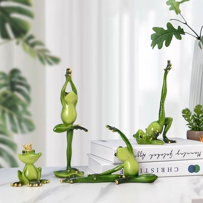 Kreative Glas Yoga Frosch Harz Dekoration Perfektes Geschenk für TV-Schrank und Wein Schrank