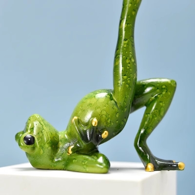 Kreative Glas Yoga Frosch Harz Dekoration Perfektes Geschenk für TV-Schrank und Wein Schrank
