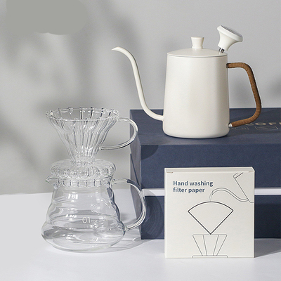 Kaffeeschirm Geschenk-Box 5 Stück Set mit handgebrühtem Topf Filter Tasse Teilen Topf Thermometer und Filterpapier
