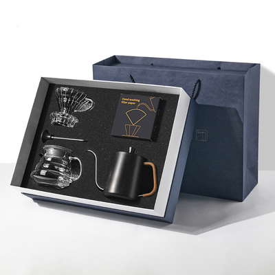 Kaffeeschirm Geschenk-Box 5 Stück Set mit handgebrühtem Topf Filter Tasse Teilen Topf Thermometer und Filterpapier