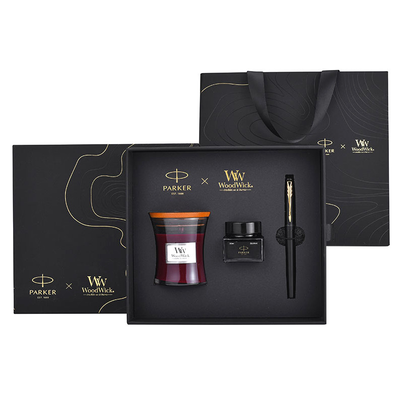 XL Einstiegsniveau Schwarzgold Tintenfeder WoodWick Aromatherapie Schwarzes Geschenkset zum Jubiläum
