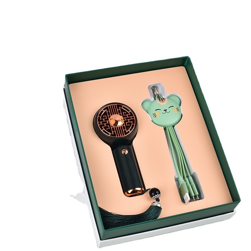 Siebdruck -Chic Business Geschenkbox mit kleinen Ventilator und Zhaocai Katzen-Datenlinie