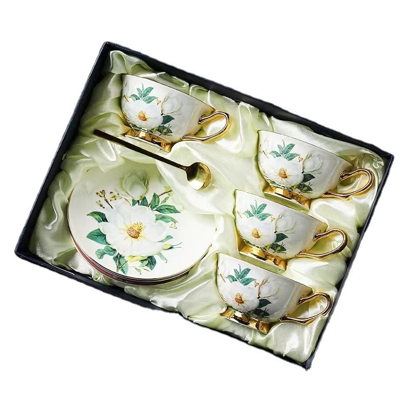 Europäisches Kaffeebecher-Set Knochenporzellan-Blumenteebecher-Keramik für schicke Anwendungsszenarien