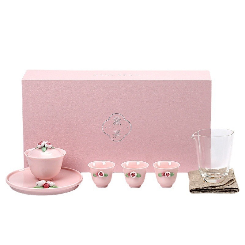 Blumensprache Rosa Keramik Tee Set perfektes Geschenk für Frauen Tee Zeit am Tag der Göttin