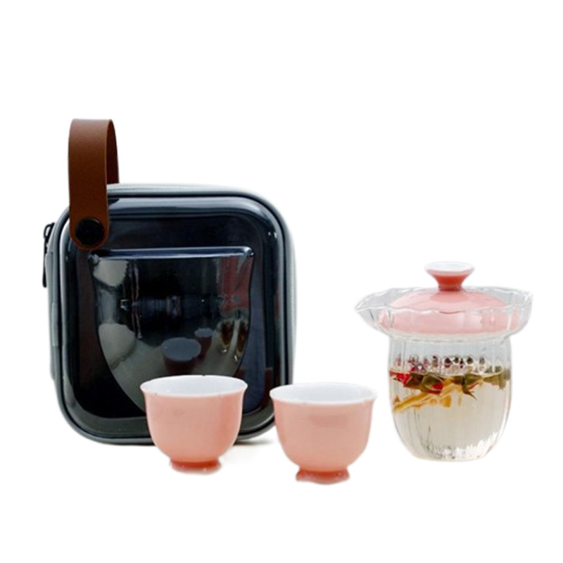Hotel und Resort Sakura Rosa Glas Reisetie Set Tragbare Teebeutel Ein Topf Zwei Tassen Göttin Tag Souvenir Geschenke