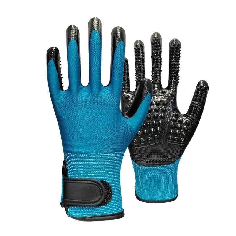 Haustierhaarentfernung Handschuhe mit Metallspitzen Blaue Massage Reinigen und Entfernen von schwimmenden Haaren