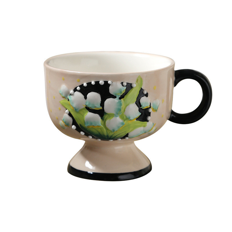 Handgemalte alte Lilie des Tales Keramik Kaffeetasse perfekt für Geschäftsgeschenke