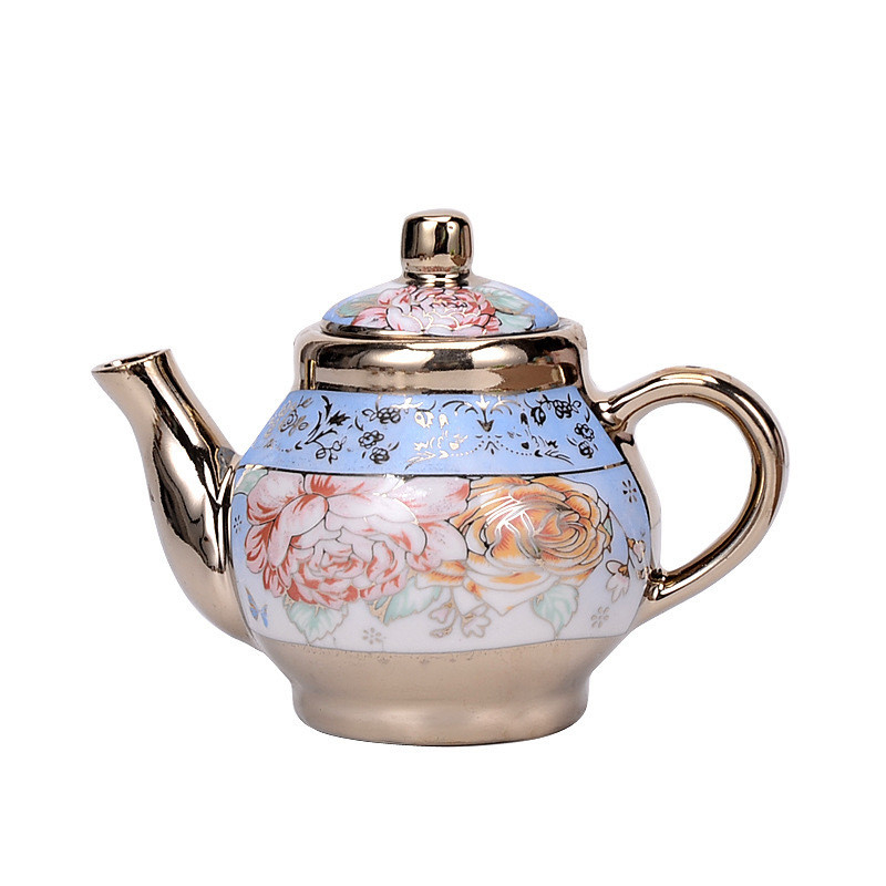 Keramik-Set aus Seidenschirm im europäischen Stil mit vergoldeter Tasse und Schüssel