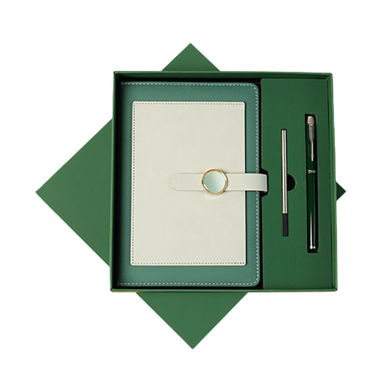 High-End Konferenzbegleiter Geschenk A5 Farbblock-Notebook und metallneutraler Stift