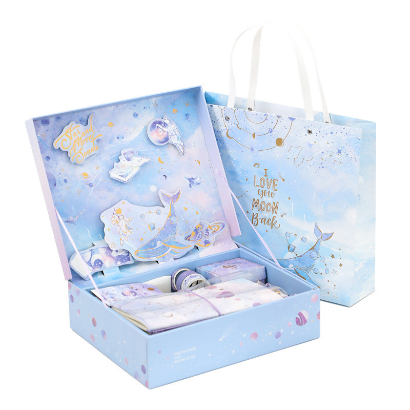 Blaue Zeichentrickfilm 3D Geschenkbox Set ideal für Studentenpreise und Geschenke mit süßem Design