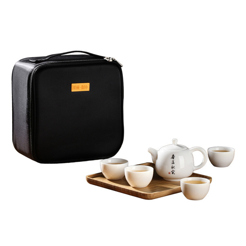 Elegantes Drachenbootfest Souvenir Portable Teeset mit Topfbechern Tray Handtuch und Tasche