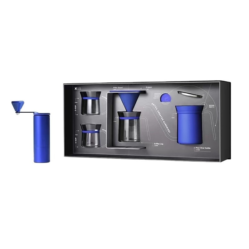 6-teiliges handgebrühtes Kaffeekanne-Set Geschenkfach mit Seidenbildschirmdrucktechniken