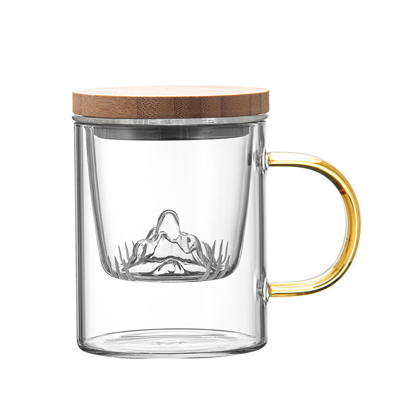 High Borosilicate Glass Cup Guanshan Bambus und Holz Tee Tasse Set für Geschäftsgeschenke