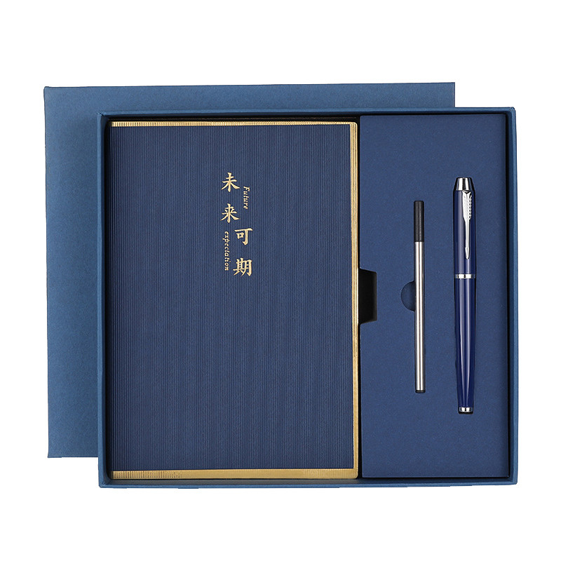 Gelbe Business-Leder-Bildschrift Geschenk-Box mit zwei Stück-Set von Notizbüchern Signatur-Stift