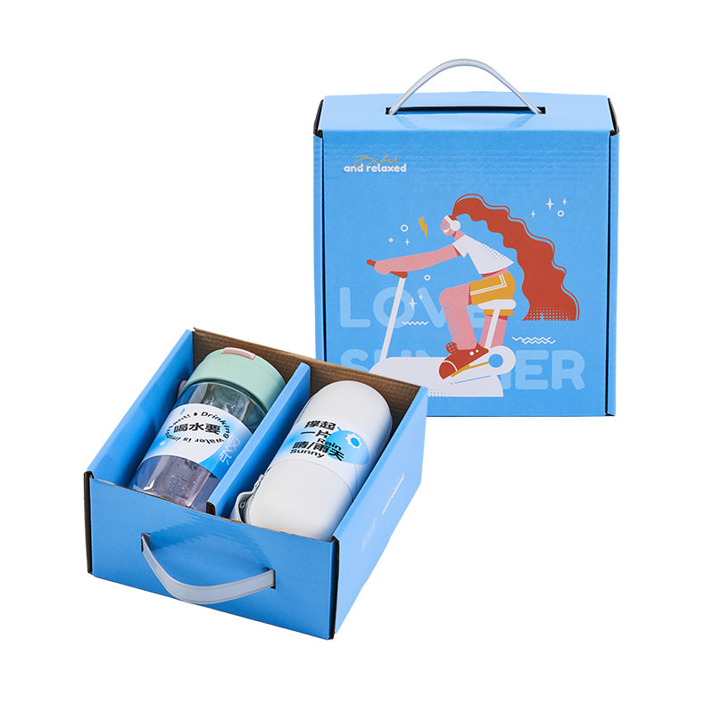 Sommerpflege Geschenk eigenes Logo Zwei-Stücke-Set mit Wasser-Tasse und Kapsel-Schirm