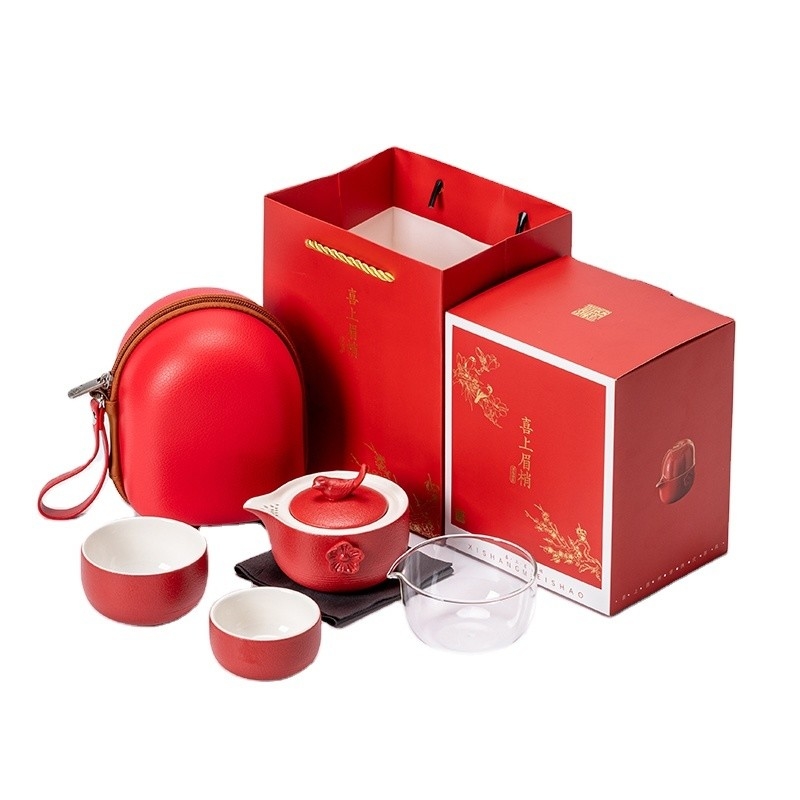 Logo des Kunden Chinesischer Stil Teeset in tragbarer EVA-Tasche perfekt für Sport und Spiele