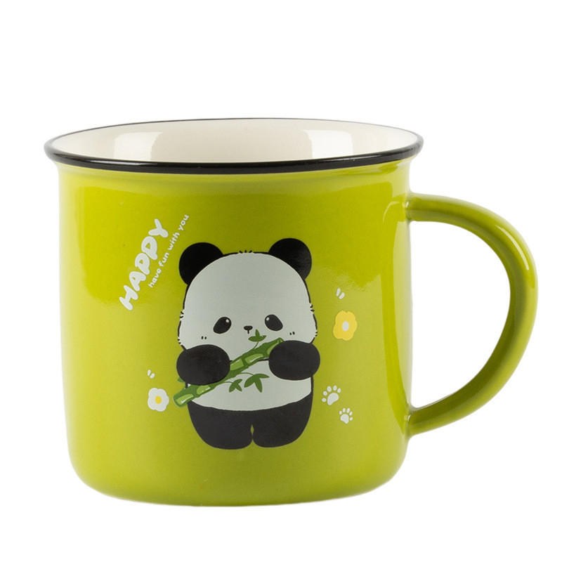 Angestellte Wohlfahrtsgeschenk Süßes Panda Cartoon Keramik-Wasserbecher mit UV- und Farbdruck