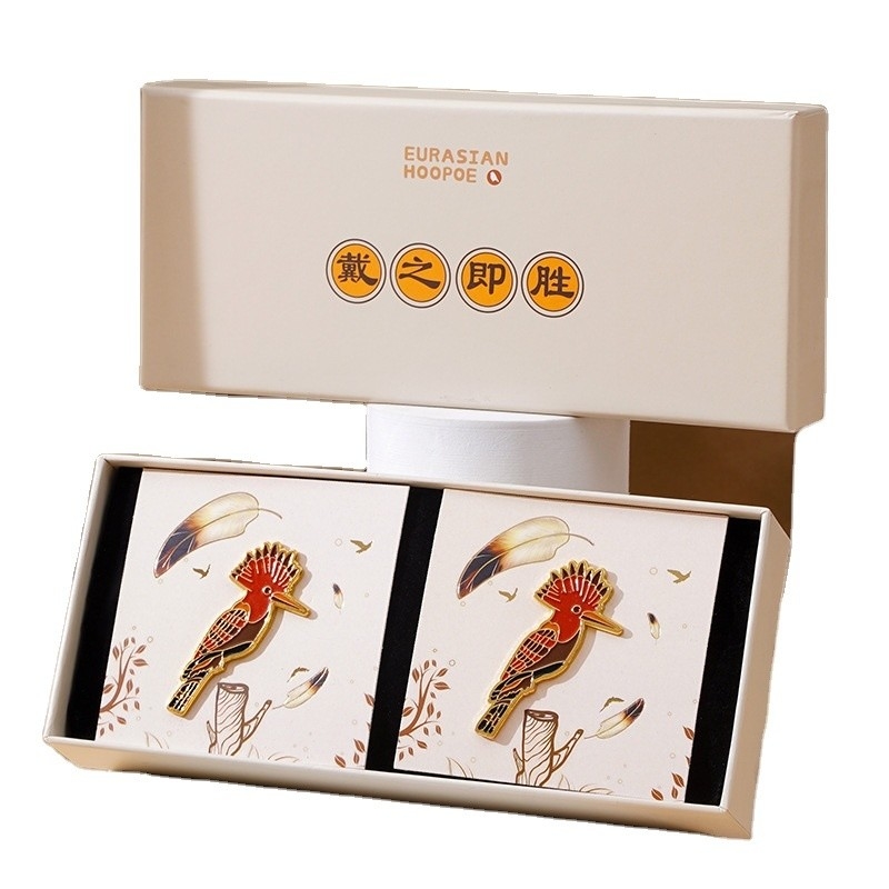 National Tide Good Luck Auspizierender Vogel Geschenkbox Set Brosche * 2 Geschäftsgeschenk Anpassung