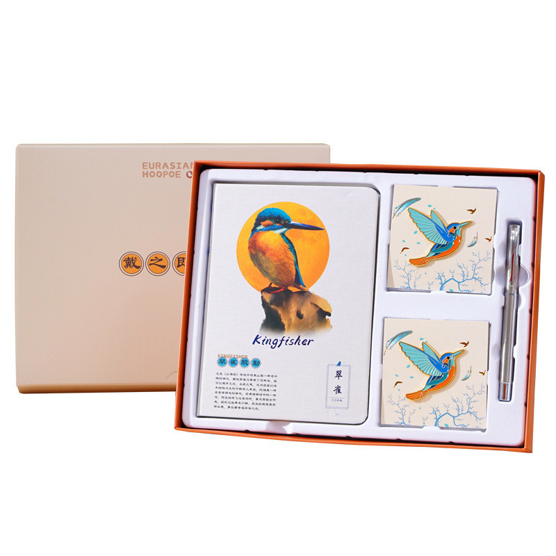 Customized Glück Vogel Geschenk-Box Set Notizbuch Broschen und Stift für Geschäftsgeschenke