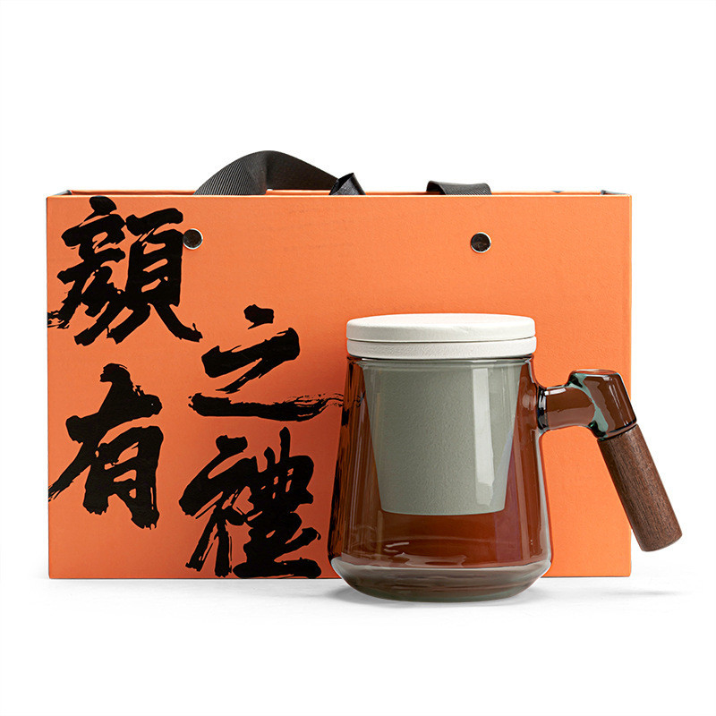 Customized Logo Qingchuan Teeglas Tasse Geschenkbox Neuheit Geschenke für Büro Tee Trennung