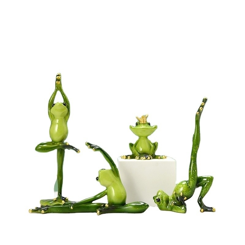 Kreative Glas Yoga Frosch Harz Dekoration Perfektes Geschenk für TV-Schrank und Wein Schrank